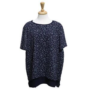 Hilary Radley Women's Dark Blue Blouses with White Patterned